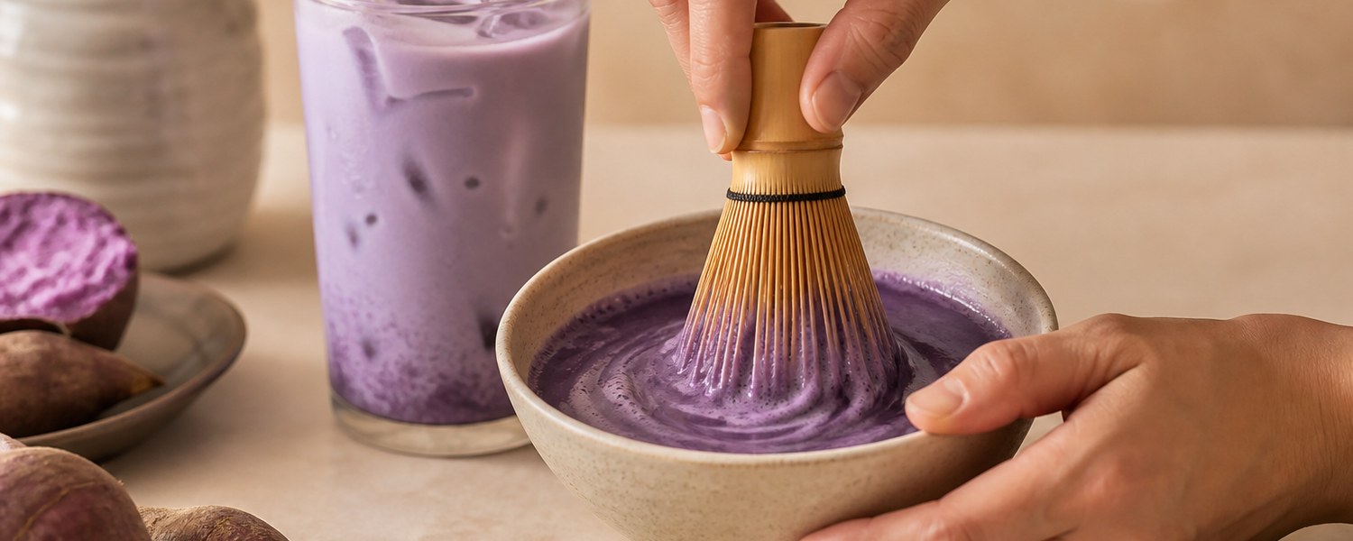 Préparation d’une pâte d’ube violette pour latte maison